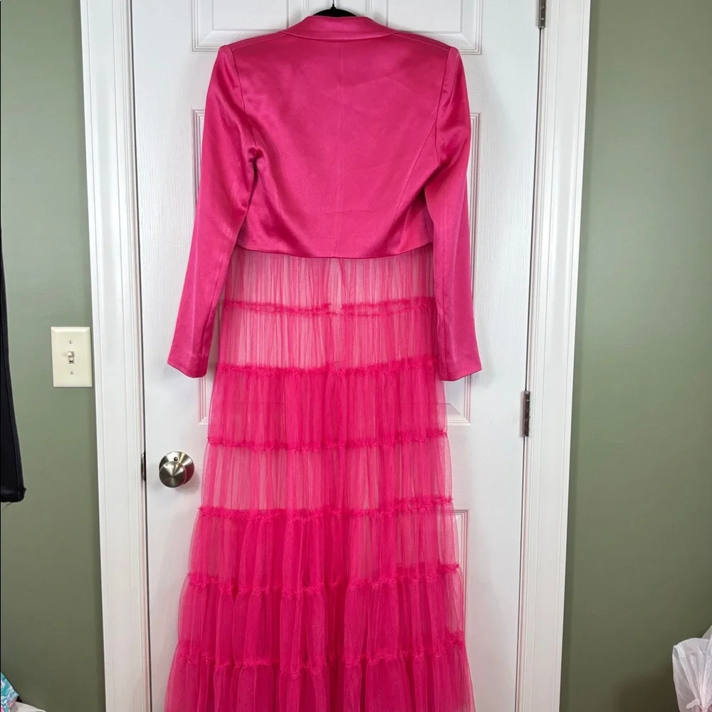 NWT Alice & Olivia Everly Tulle blazer candy pink sz sm - Picture 12 of 14